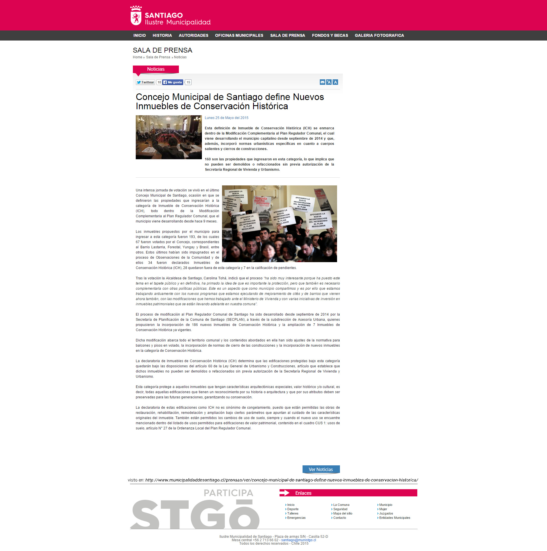 Concejo Municipal de Santiago define Nuevos Inmuebles de Conservación Histórica
