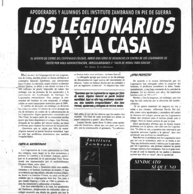 Los Legionarios pa la Casa / Apoderados y alumnos del Instituto Zambrano en pie de guerra
